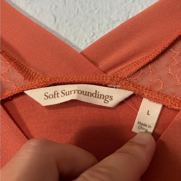 Soft Surroundings NWT Aragon Resplendent Sequin Front Flowy Dress Coral L - Picture 7 of 9